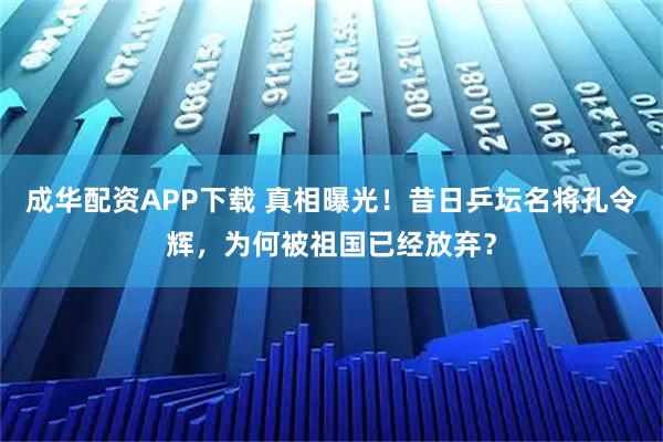 成华配资APP下载 真相曝光！昔日乒坛名将孔令辉，为何被祖国已经放弃？