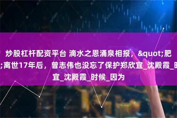 炒股杠杆配资平台 滴水之恩涌泉相报，"肥姐"离世17年后，曾志伟也没忘了保护郑欣宜_沈殿霞_时候_因为